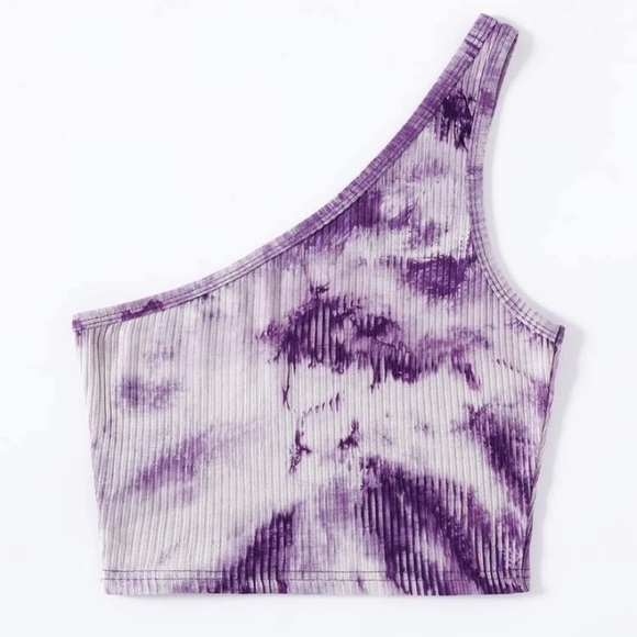 SHEIN One Strap Purple Tie-Dye Crop Top - Picture 2 of 8